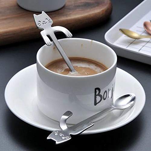 20Pcs Stainless Steel Cute Mini Cat Spoon For Tea, Coffee, Dessert, Sugar, Ice Cream, Etc (11.5Cm/4.5Inch)